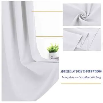 BYSURE Greyish White Blackout Curtains Set of 2 Panels
