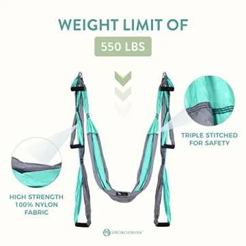UpCircleSeven Aerial Yoga Swing Set Ceiling Mount Accessories, Turquoise/Grey