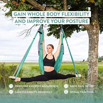 UpCircleSeven Aerial Yoga Swing Set Ceiling Mount Accessories, Turquoise/Grey