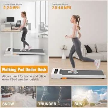 HiFast Walking Pad, 2.5HP Under Desk Treadmill for Home Office, 300 Lbs Capacity Portable Treadmill with Remote Control & LED Display, 2 in 1 Treadmill for Walking Jogging and Running