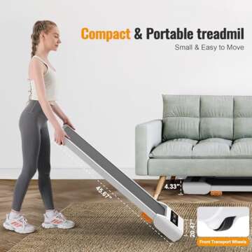 HiFast Walking Pad, 2.5HP Under Desk Treadmill for Home Office, 300 Lbs Capacity Portable Treadmill with Remote Control & LED Display, 2 in 1 Treadmill for Walking Jogging and Running