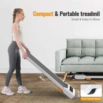 HiFast Walking Pad, 2.5HP Under Desk Treadmill for Home Office, 300 Lbs Capacity Portable Treadmill with Remote Control & LED Display, 2 in 1 Treadmill for Walking Jogging and Running