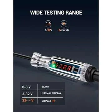 Premium Digital LED Automotive Circuit Tester, DC 2.6V-32V Test Light with Portable PU Extended Spring Wire, Vehicle Circuits Low Voltage Light Tester with Sharp Stainless Probe