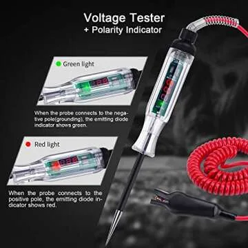 Premium Digital LED Automotive Circuit Tester, DC 2.6V-32V Test Light with Portable PU Extended Spring Wire, Vehicle Circuits Low Voltage Light Tester with Sharp Stainless Probe