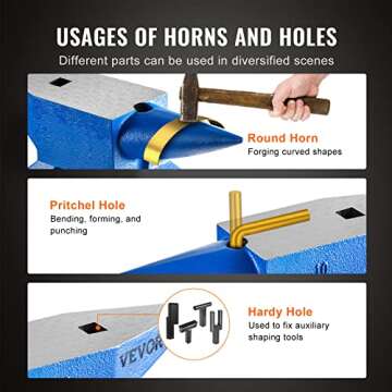 VEVOR Single Horn Anvil Durable Metalworking Tool 132Lbs