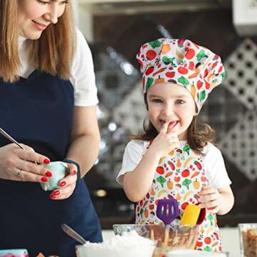 RISEBRITE Kids Apron and Chef Hat Set for Girls and Boys for Cooking, Baking, Gardening, Painting and More