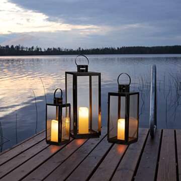 Matico Stainless Decorative Candle Lantern Set of 3, Elegant Hanging Decor for Home and Outdoor