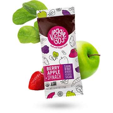 Wildmade Veggie Go's Fruit and Veggie Strips (Berry, Apple + Spinach) Organic Fruit Leather with No ...