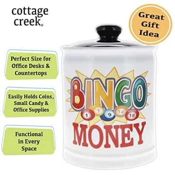 Bingo Gifts, Birthday Gifts for Women, Men, Ceramic Bingo Money Jar Piggy Bank for Adults, Kitchen H...