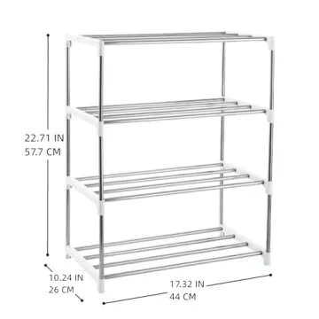 Xerhnan 4-Tier Stackable Small Shoe Rack, Lightweight Shoe Shelf Storage Organizer for Entryway, Hallway and Closet(White)