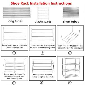 Xerhnan 4-Tier Stackable Small Shoe Rack, Lightweight Shoe Shelf Storage Organizer for Entryway, Hallway and Closet(White)