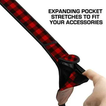 USA Gear TrueSHOT Neck Strap Neoprene Camera Straps - Padded Camera Strap, Pockets, and Quick Release Buckles - Compatible with Canon, Nikon, Sony and More DSLR and Mirrorless Cameras (Red Plaid)