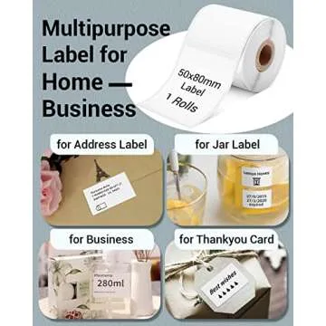Phomemo Thermal Labels- Sticker Label for M110/M221/M220/M120/M200 Label Printer,1.97"x3.15"(50x80mm),100 Labels/Roll, Black on White