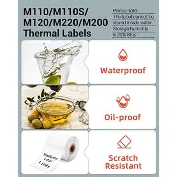 Phomemo Thermal Labels- Sticker Label for M110/M221/M220/M120/M200 Label Printer,1.97"x3.15"(50x80mm),100 Labels/Roll, Black on White
