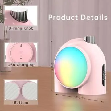Divoom Planet-9 Smart LED Night Light App Controlled, Portable Mood Lamp for Bedrooms, Gamer Set Up, Office - Customizable RGB Colors & Sleeping Aid Table Lamp, Pink