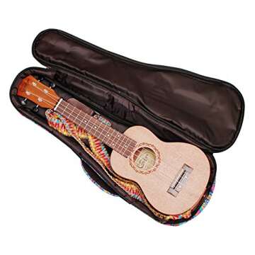 MUSIC FIRST Canvas 21" Soprano Pink Geometric Patterned Ukulele Bag Ukulele Cover Ukulele Case Versi...