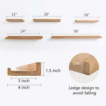HOMWOO Natural Wood Floating Shelves for Stylish Organization