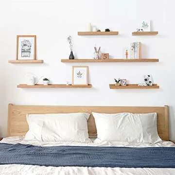 HOMWOO Natural Wood Floating Shelves for Stylish Organization