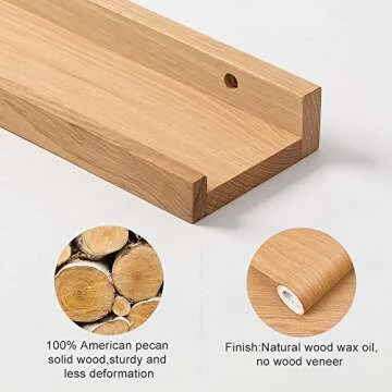 HOMWOO Natural Wood Floating Shelves for Stylish Organization