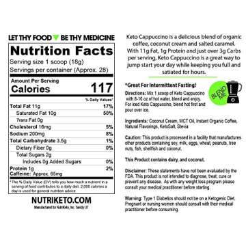 NutriKeto Keto Cappuccino - Salted Caramel - Low Carb/High Fat (LCHF) - Ketogenic Diet - 28 Servings