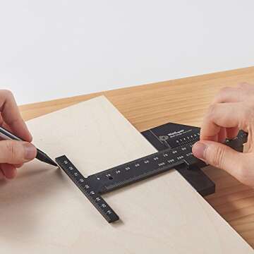 Woodraphic 8 inch Signature Professional Digital Caliper Measuring Tool with Dual Function Scriber Gauge - All-in-One Aluminum Steel Framing Tool for Precision Measurement and Marking in Carpentry