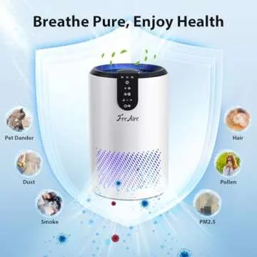 FreAire air purifier Room Up to 538 Ft²/h, HEPA Air Cleaner 3-in-1 Filter Pet Hair, Pollen, Smoke, Dust, Portable Air Purifier with Sleep Mode, Timer For Bedroom Office for Home
