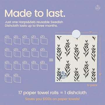 Harps&Seb Eco-Friendly Swedish Dishcloths - 6 Pack