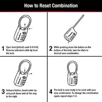 Master Lock Padlock, Set Your Own Combination TSA Locks for Luggage, Travel Zipper Lock with Cable Shackle is 1-3/16 in. Wide, Colors May Vary, 4688T, 2 Count (Pack of 1)