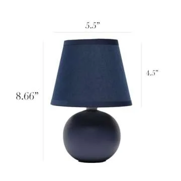 Simple Designs LT2008-BLU Mini Ceramic Globe Table Lamp with Matching Fabric Shade, Blue