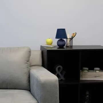 Simple Designs LT2008-BLU Mini Ceramic Globe Table Lamp with Matching Fabric Shade, Blue