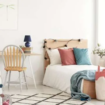 Simple Designs LT2008-BLU Mini Ceramic Globe Table Lamp with Matching Fabric Shade, Blue