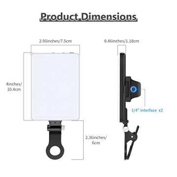 NEEWER Basic Selfie Light with Front & Back Phone Clip, 60 LED 2000mAh Rechargeable CRI 95+, 3 Light Modes, Portable Clip on Light for Phone/Tablet/Laptop, Zoom Call TikTok Video Fill Light - NL-60AI