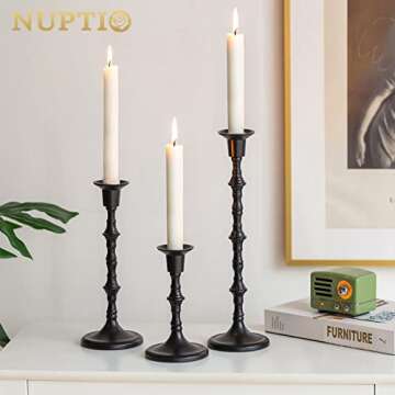 Nuptio Antique Black Candle Holders Set of 6 for Events