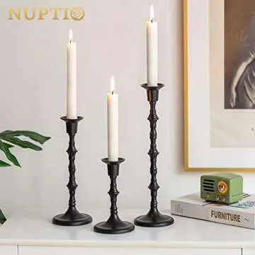 Nuptio Antique Black Candle Holders Set of 6 for Events