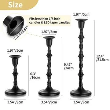 Nuptio Antique Black Candle Holders Set of 6 for Events