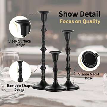 Nuptio Antique Black Candle Holders Set of 6 for Events