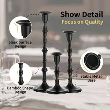 Nuptio Antique Black Candle Holders Set of 6 for Events