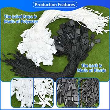 1000Pcs 7inch Hang Tag String Snap Lock Pin Loop Fastener Hook Ties Easy and Fast to Attach for Clothing Tags Retail Store Price Tag Shoes Snap Lock Luggage Label DIY Crafts (Black+White)