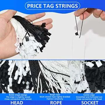 1000Pcs 7inch Hang Tag String Snap Lock Pin Loop Fastener Hook Ties Easy and Fast to Attach for Clothing Tags Retail Store Price Tag Shoes Snap Lock Luggage Label DIY Crafts (Black+White)