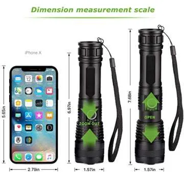 YXQUA LED Flashlights, 10000 Lumen Super Bright Tactical Flashlight, Rechargeable Flash Light, 5 Modes Zoomable Waterproof Flash Lights for Emergency, Camping, Hiking, Outdoor, Home