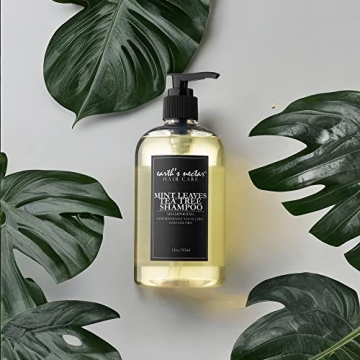 Earth’s Nectar Mint Leaves and Tea Tree Shampoo Gentle Hair and Body Wash Infused with Tea Tree and Peppermint Essential Oil Soothing Scalp Relief Normal to Oily Scalp and Dry to Normal 12oz