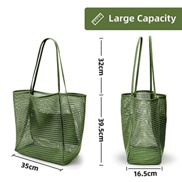 KALIDI Beach Mesh Tote Bag Stylish Durable Foldable