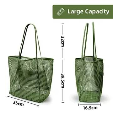 KALIDI Beach Mesh Tote Bag Stylish Durable Foldable
