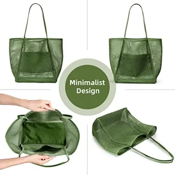 KALIDI Beach Mesh Tote Bag Stylish Durable Foldable