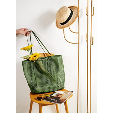 KALIDI Beach Mesh Tote Bag Stylish Durable Foldable