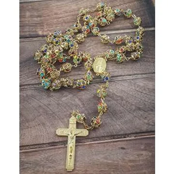 Nazareth Store Gold Plated Rosary with Colorful Beads