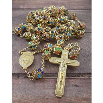 Nazareth Store Gold Plated Rosary with Colorful Beads