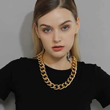 GOLDCHIC JEWELRY Oversized Chain for Women, 23mm Punk Chunky Chainlink Choker Necklace, Gold Cuban Link 20'' Choker for Wife