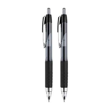 Black Retractable Gel Pens 2 Pack with Medium Points, Uni-Ball 207 Signo Click Pens are Fraud Proof ...