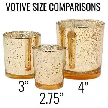 Elegant Gold Mercury Glass Votive Candle Holders for Events